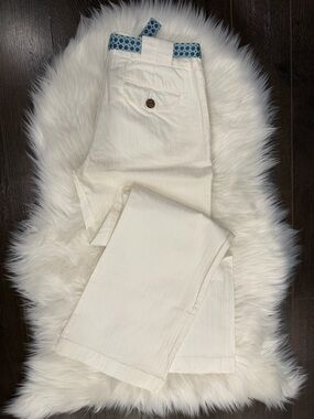 GAPstretch White Wide-Leg Chino with Blue Flowered Tie Belt